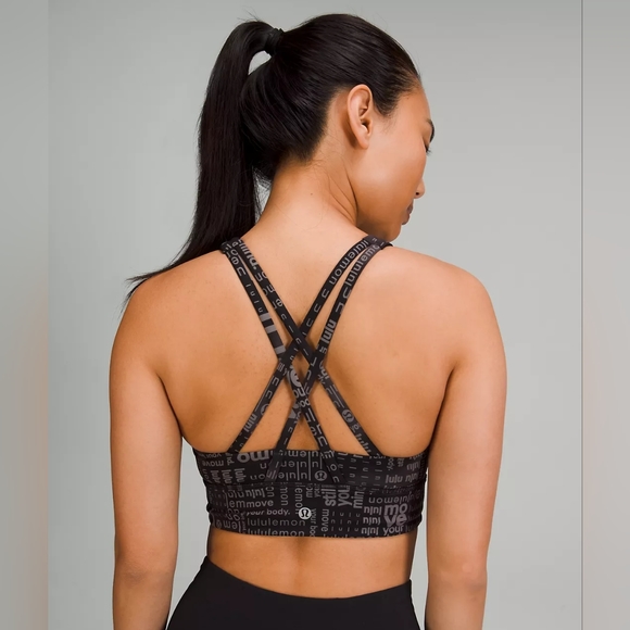 Lululemon Energy Bra, High Neck, Long Line,Sz. 6, Ombre Black,Multi print, NWT - Picture 2 of 13